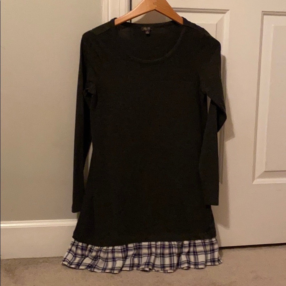 black dress with plaid on the bottom